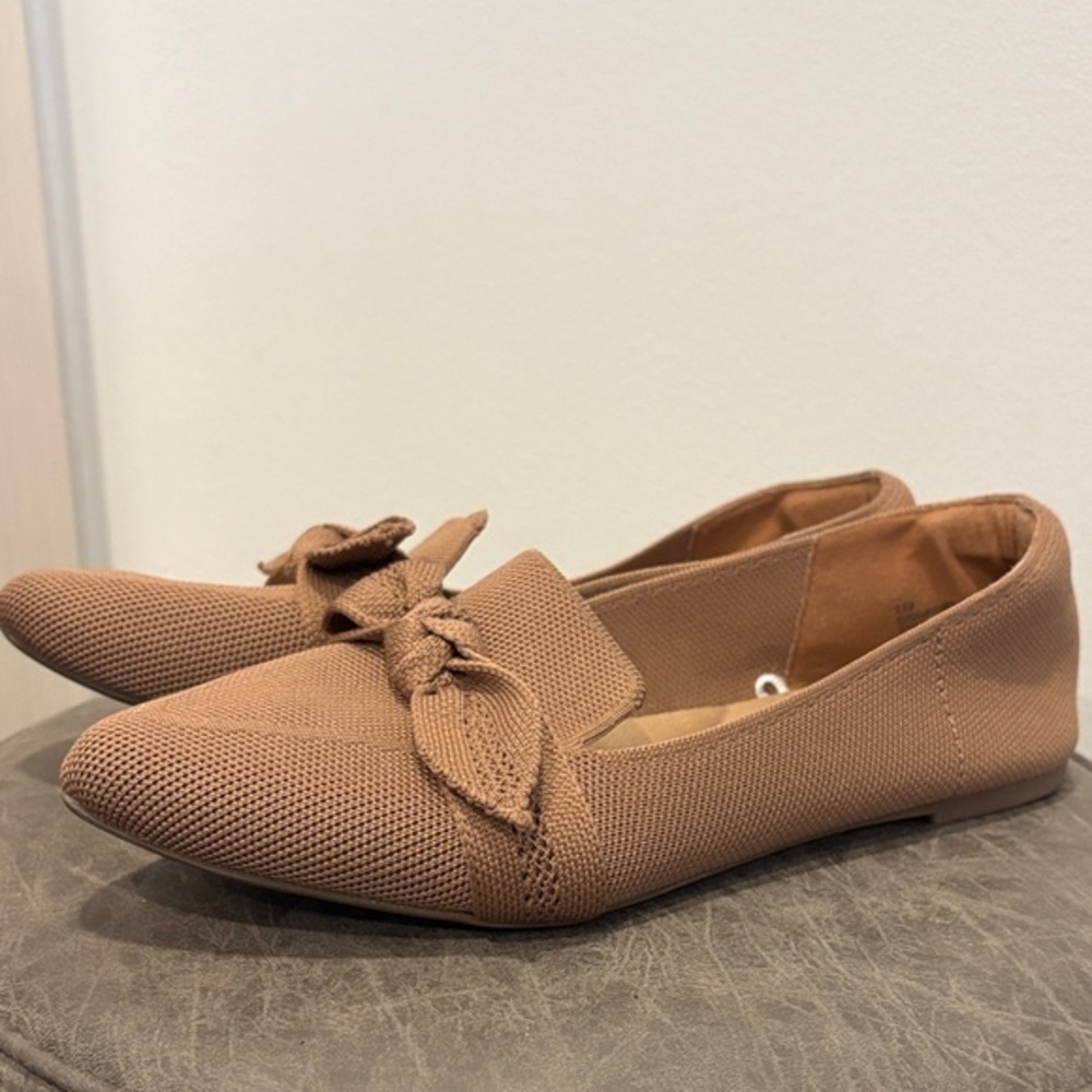 Anthropologie Seychelles Rothy’s style super soft knit woven flats tan brown 8.5